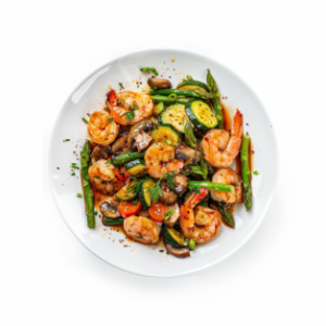 Krewetki z warzywami