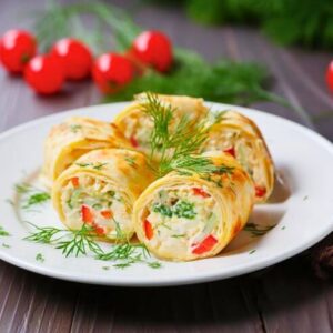 roladki z omleta z twarozkiem