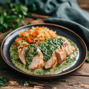 schab w sosie z surówką