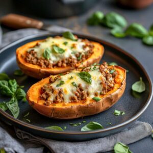 Bataty faszerowane mięsem mielonym