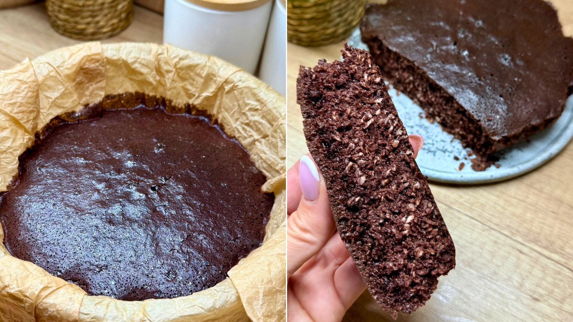 You are currently viewing 5 składników i gotowe! Kakaowe ciasto bez mąki, cukru i nabiału które pokochasz